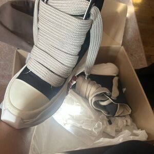 Rick Owens Black and White High-Top Sneakers